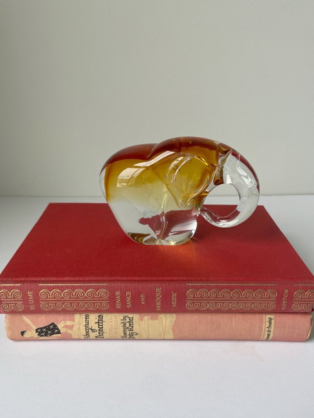 Art Glass Elephant Figurine Modern Clear Glass Paperweight Decor